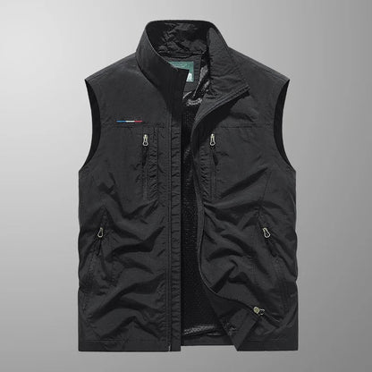 Heren Bodywarmer Mouwloos met Opstaande Kraag en Ritszakken