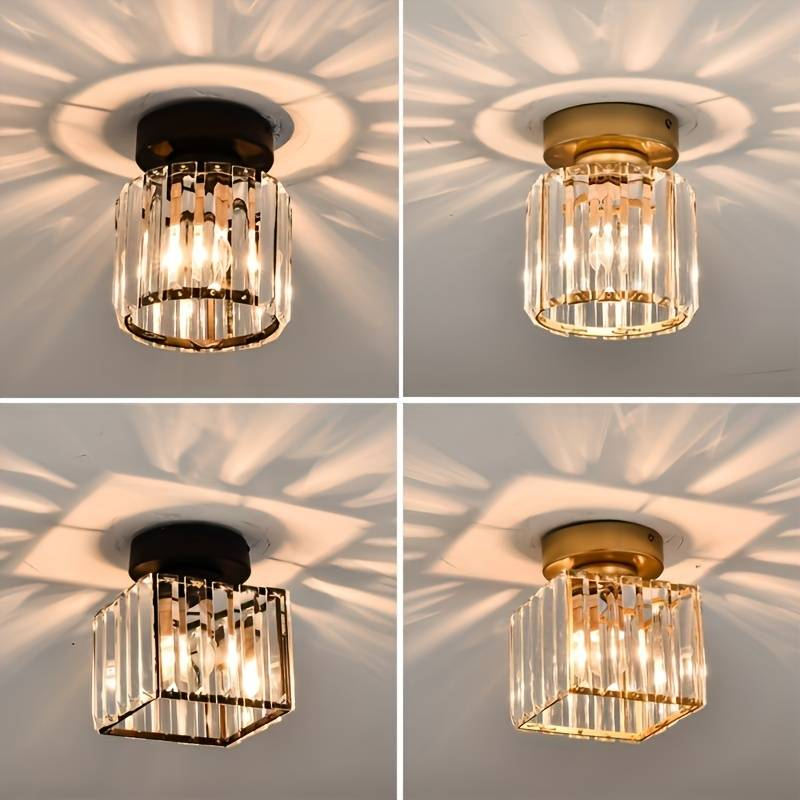 Plafondlamp Zwart met Kristallen Kap - Modern Design voor Hal en Woonkamer