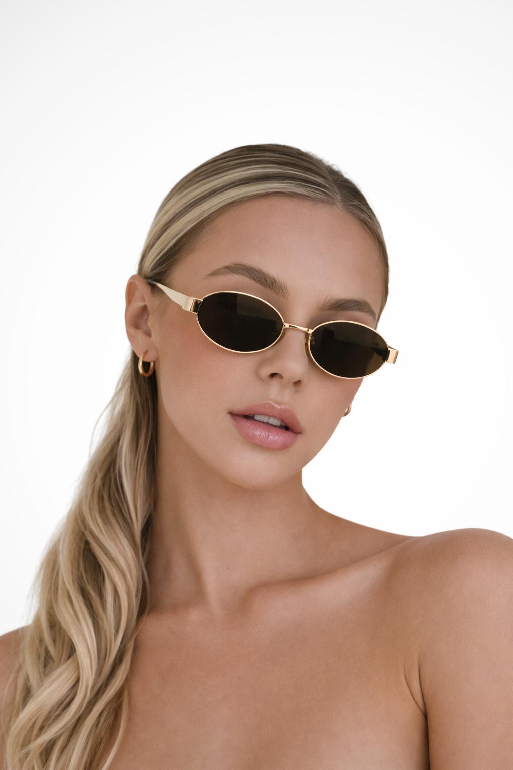 Dames Zonnebril Ovaal Metalen Frame – Getinte Glazen