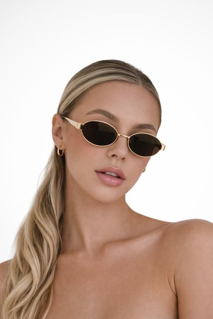 Dames Zonnebril Ovaal Metalen Frame – Getinte Glazen