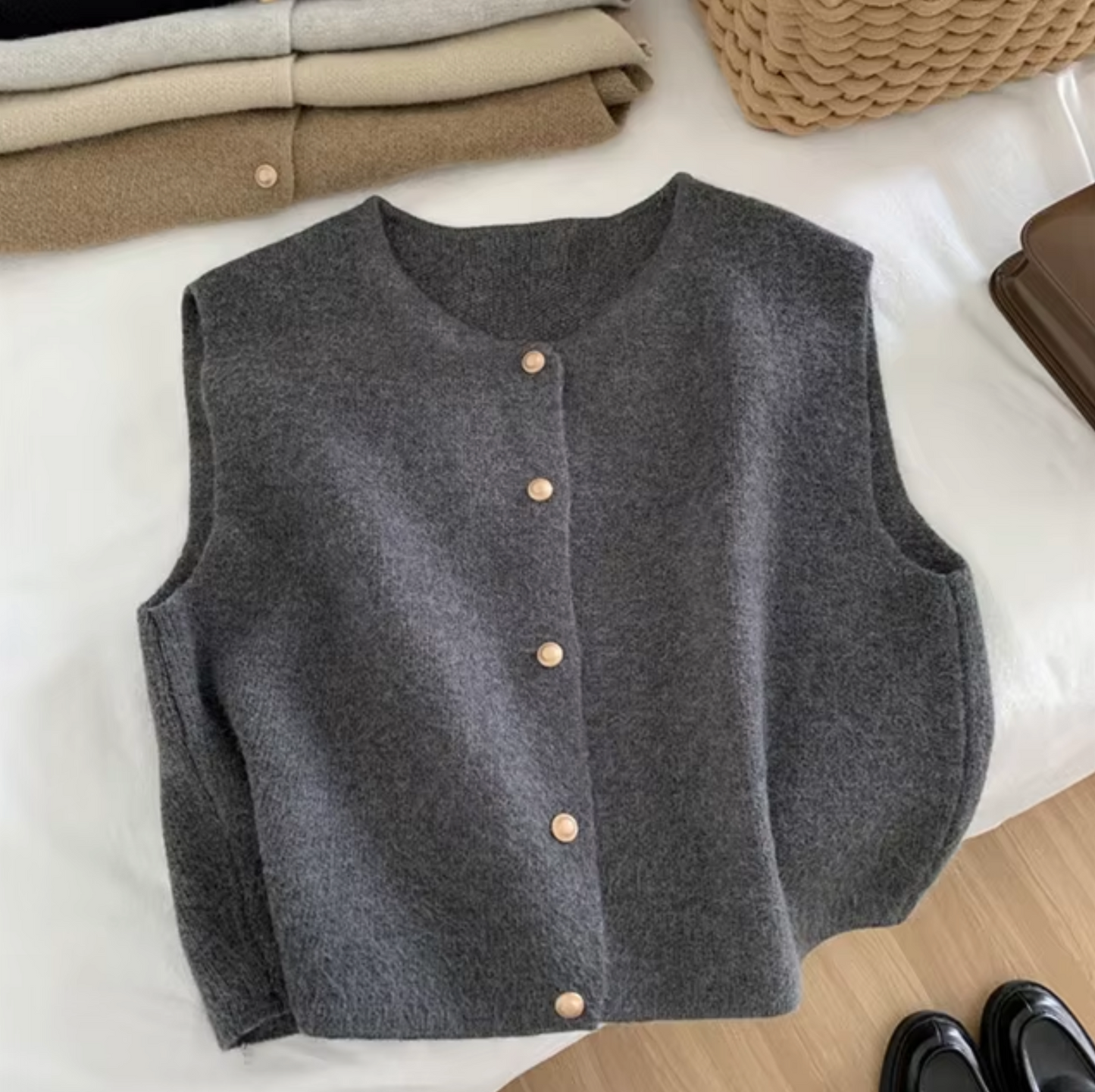 Aura - Gebreid Mouwloos Vest