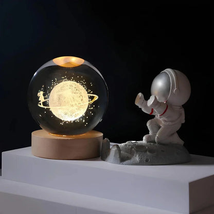 Lichtgevende Kristallen Bol met 3D Gravure Nachtlampje