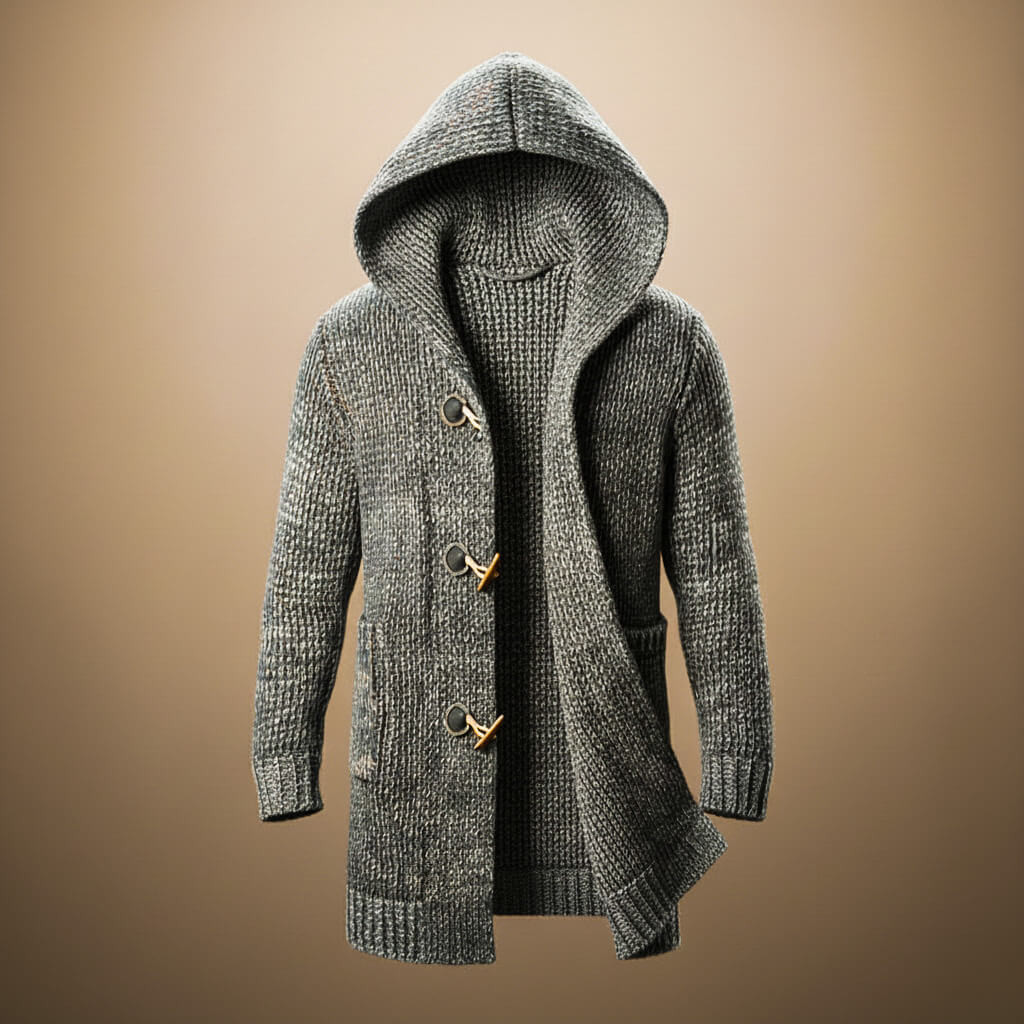 Soren | Men's Chunky Knit Hooded Duffle Cardigan