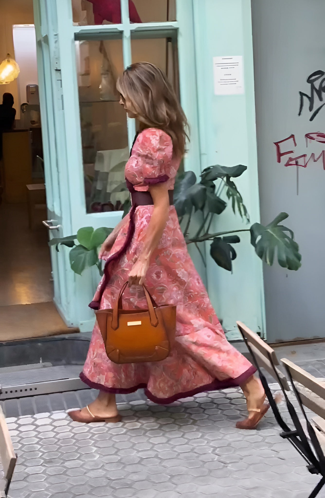 Dames Bloemenjurk Maxi met V-hals, Strikceintuur en Split