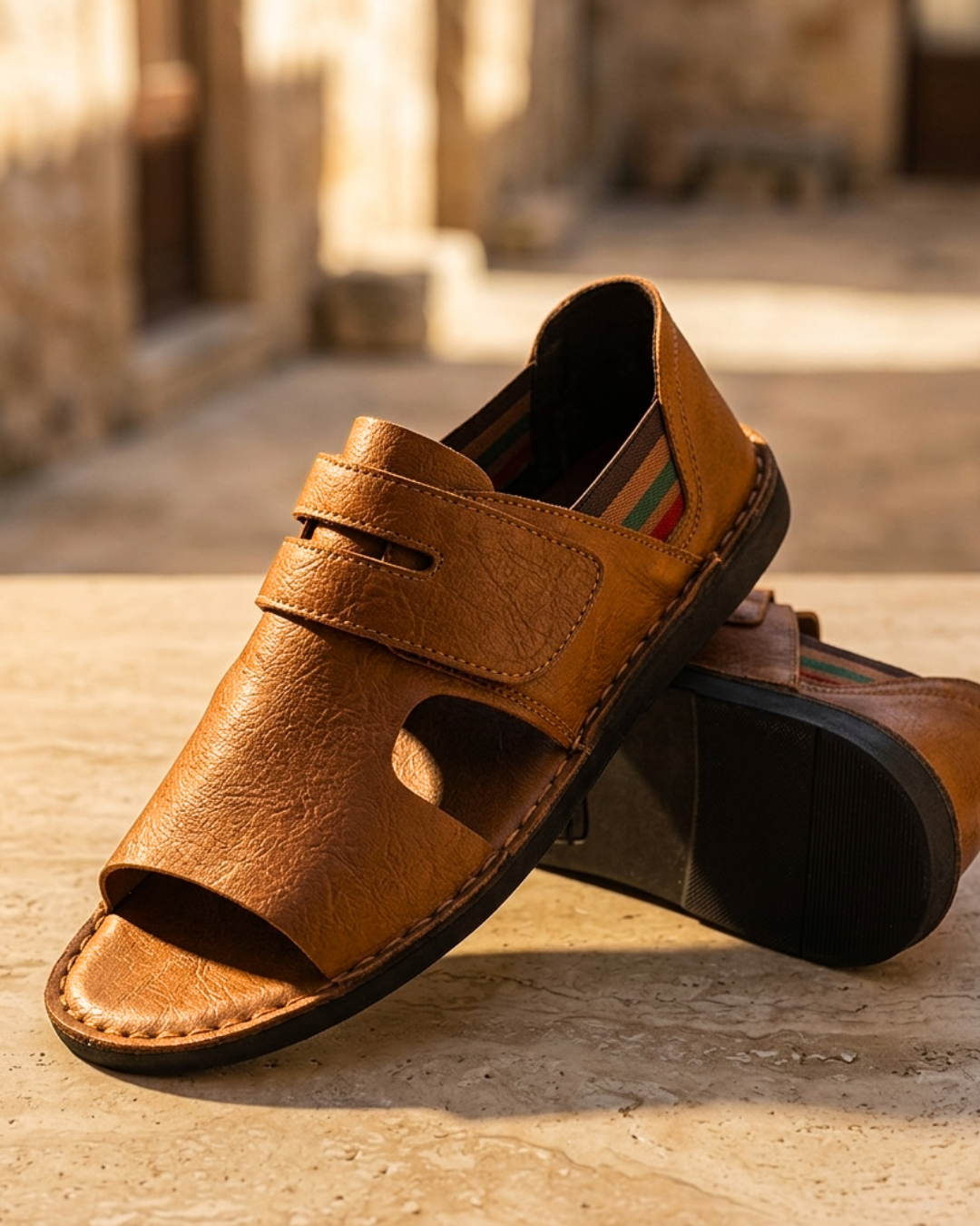 Heren Orthopedische Sandalen Leer met Open Neus