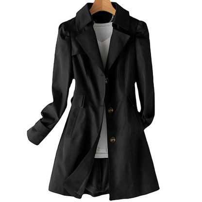 Dames Trenchcoat met Getailleerde Snit en Reverskraag