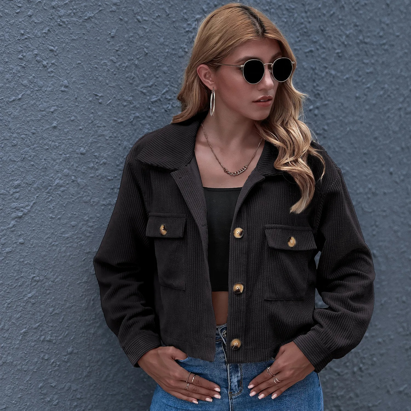 Livia - Modieuze Corduroy Jas