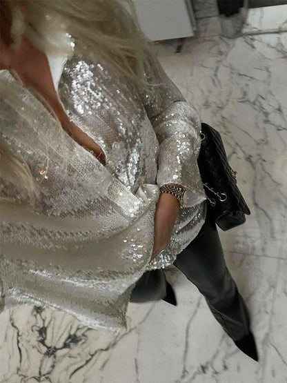 Sofie - Trendy Oversized Blouse met Glittereffect