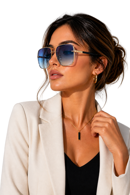 Dames Retro Aviator Zonnebril met Goudkleurig Montuur en UV400 Gradiëntglas