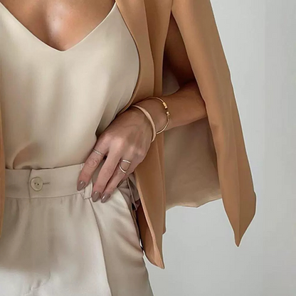 Sanne - Stijlvol Kraagloos Jas en Sjaal Set