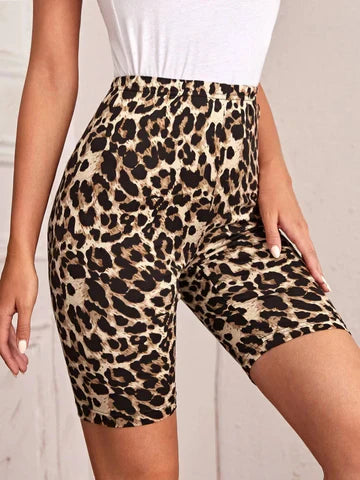 Lynn - Sportieve Wielershort met Luipaardprint