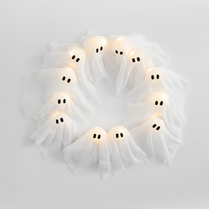 Halloween Deurkrans met 12 LED-Verlichte Geesten
