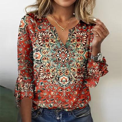 Yalena - Gekleurde Top met Print | Trendy & Comfortabel