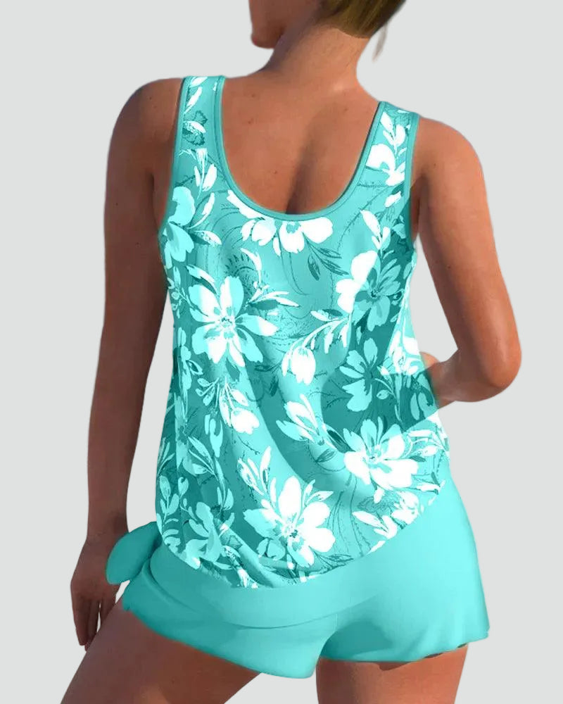 Dames Tankini Set met Bloemenprint - Vormgevend Model