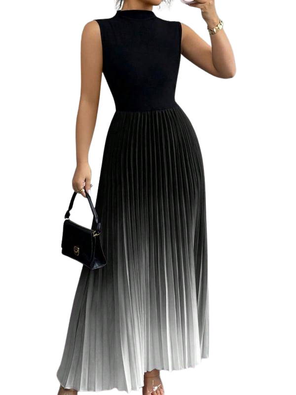 Dames Maxi Jurk Geplooid met Col