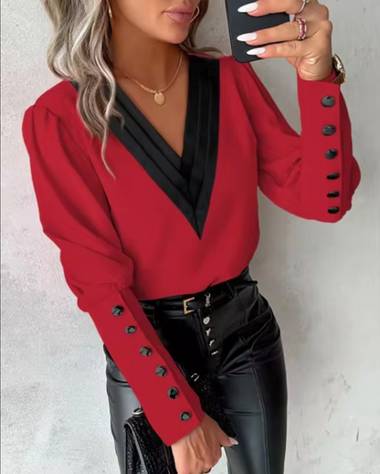 Lilou – Elegante blouse met V-hals | Stijlvol & comfortabel voor elk seizoen
