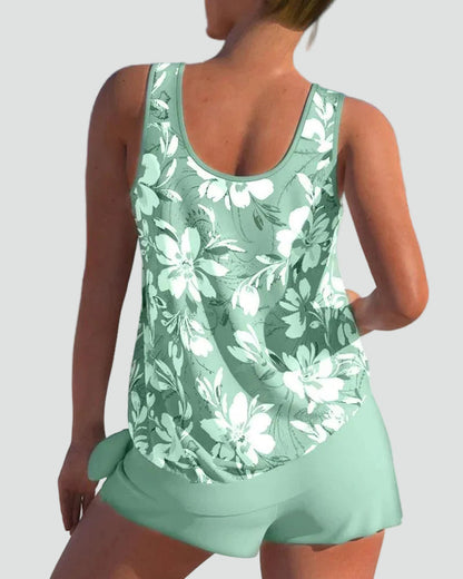 Dames Tankini Set met Bloemenprint - Vormgevend Model