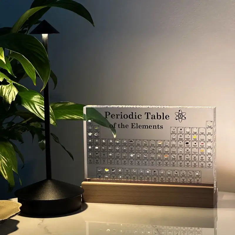 Periodiek Systeem Display met Echte Elementmonsters en LED-verlichting