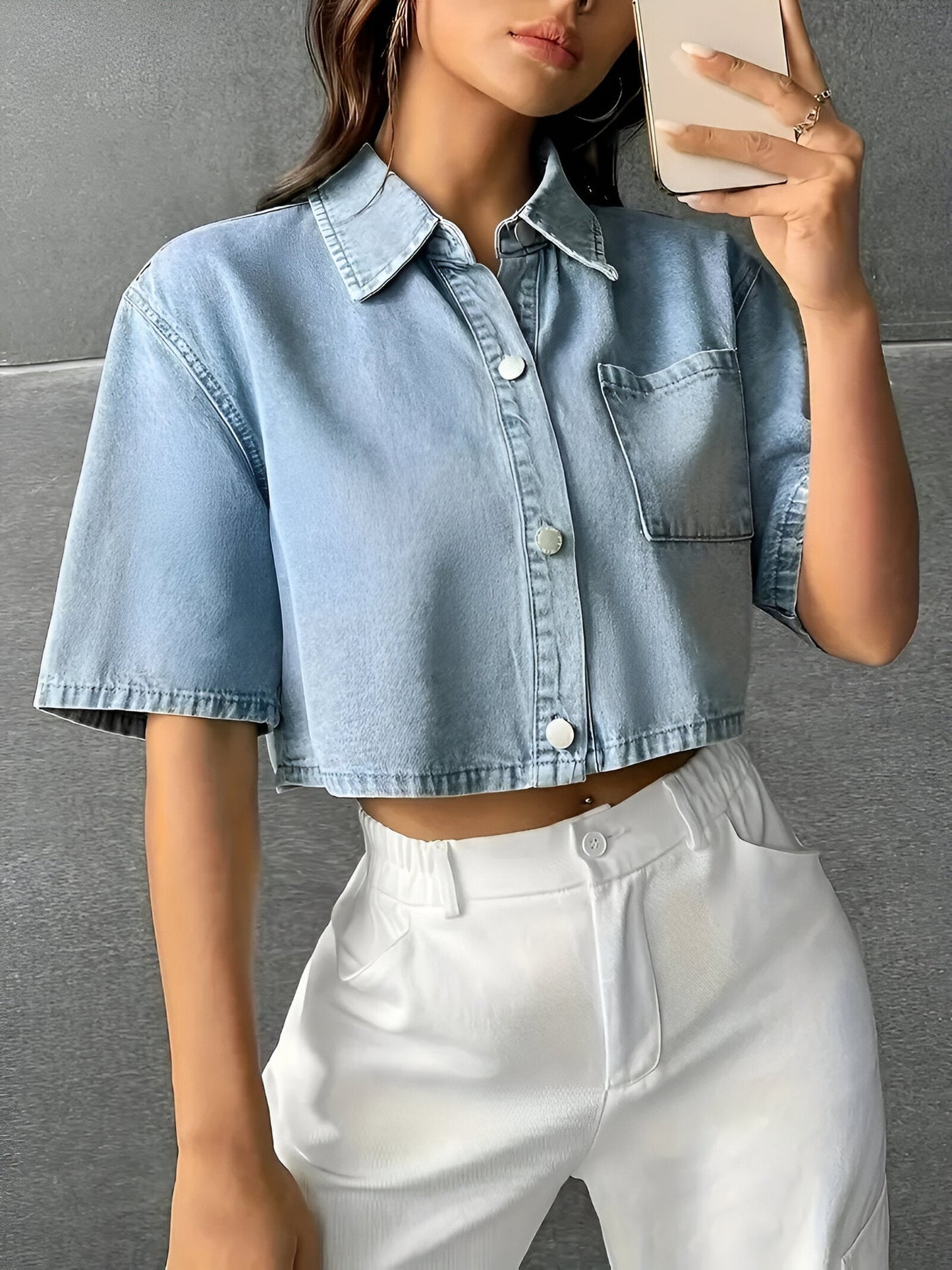 Alison - Lichtblauw Denim Overhemd