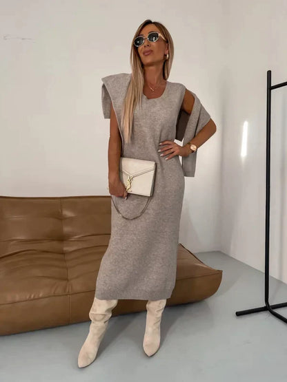 Dames Midi Jurk met Bijpassende Coltrui