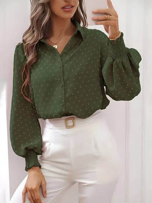 Bonnie - Blouse met Swiss Dot en Lantaarnmouwen