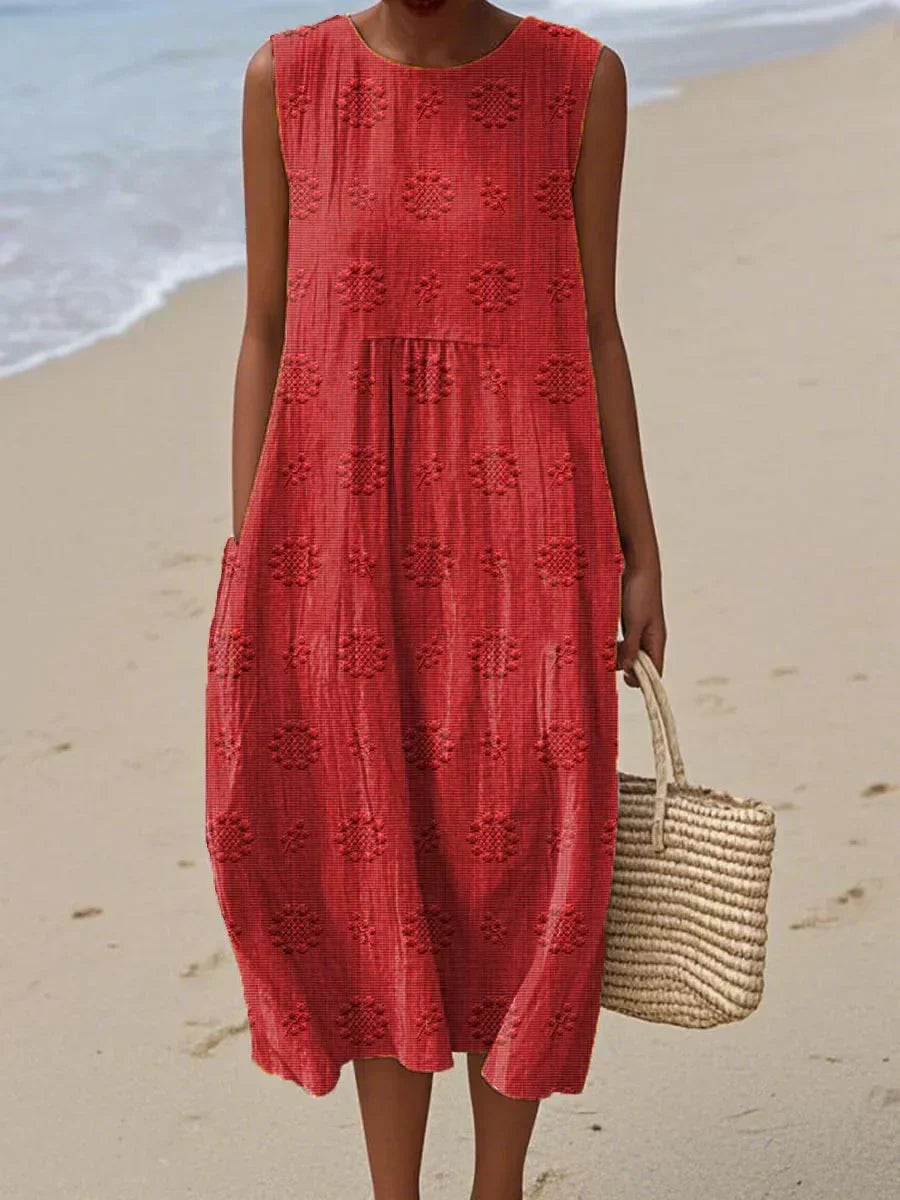 Dames Midi Jurk met Printpatroon, Mouwloos