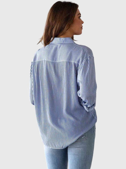 Dames Blouse Gestreept met Strik en Kraag