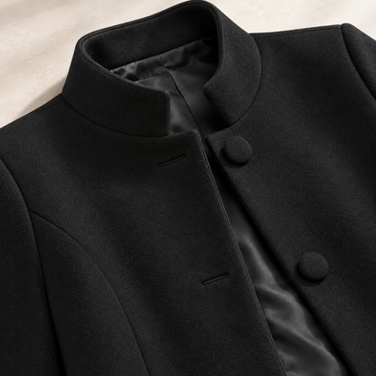 Dames Longline Jas met Staande Kraag en Taillenaad
