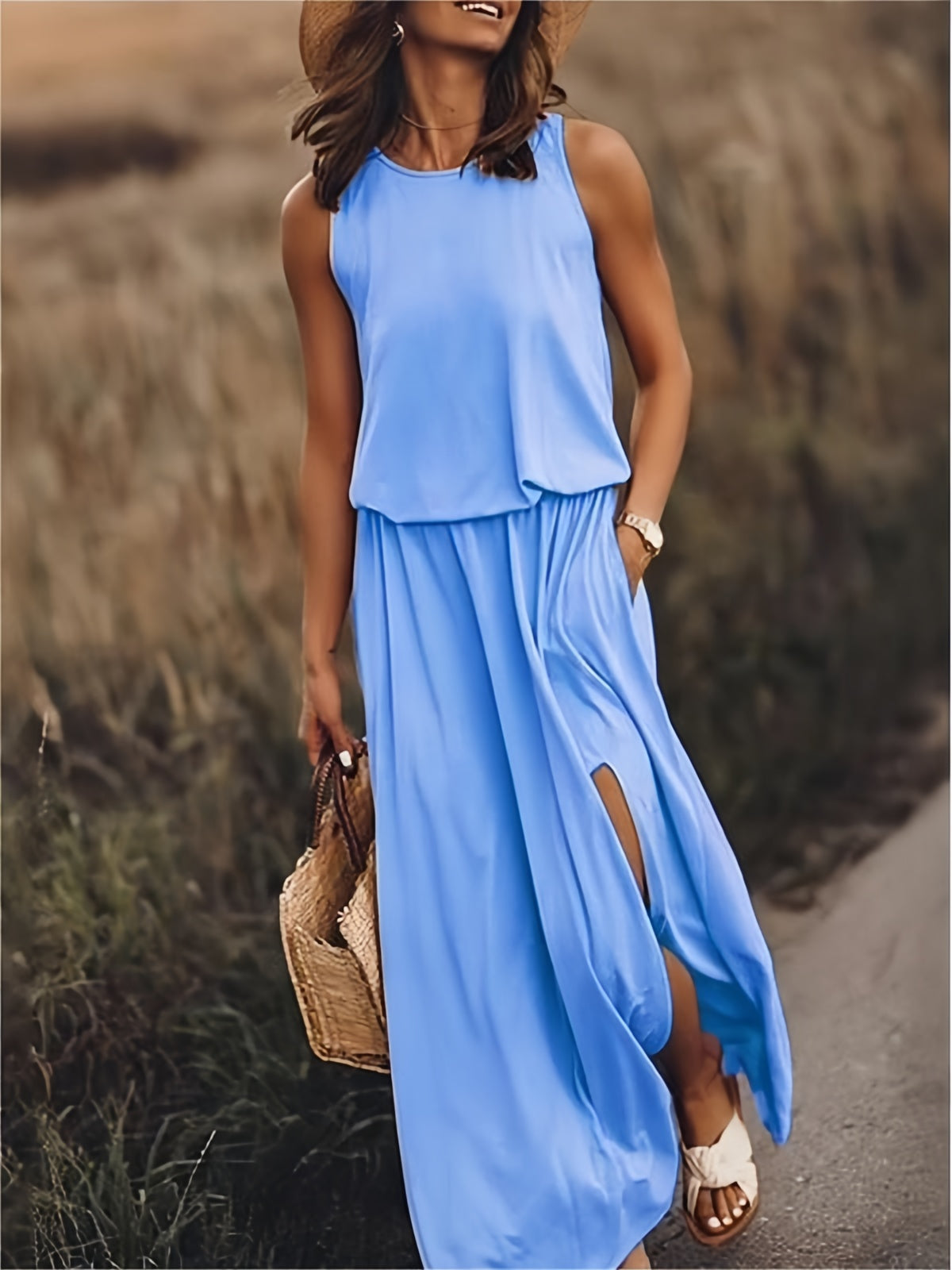 Katoenen Maxi Jurk met Bloemenprint – Comfortabele Zomer Must-Have