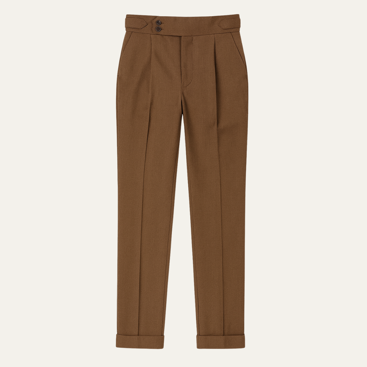 Heren Slim Fit Broek – High-Rise, Dubbelzijdige Plissé, Met Knopen, Geschikt voor Formele Gelegenheden