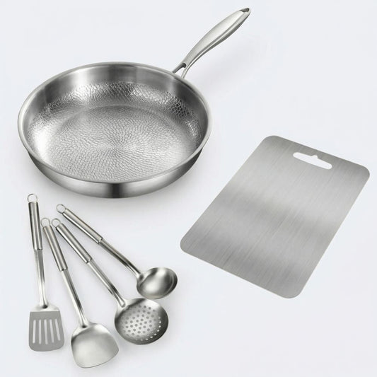 Titanium Kookset 6-Delig – Koekenpan, Keukengerei & Snijplank