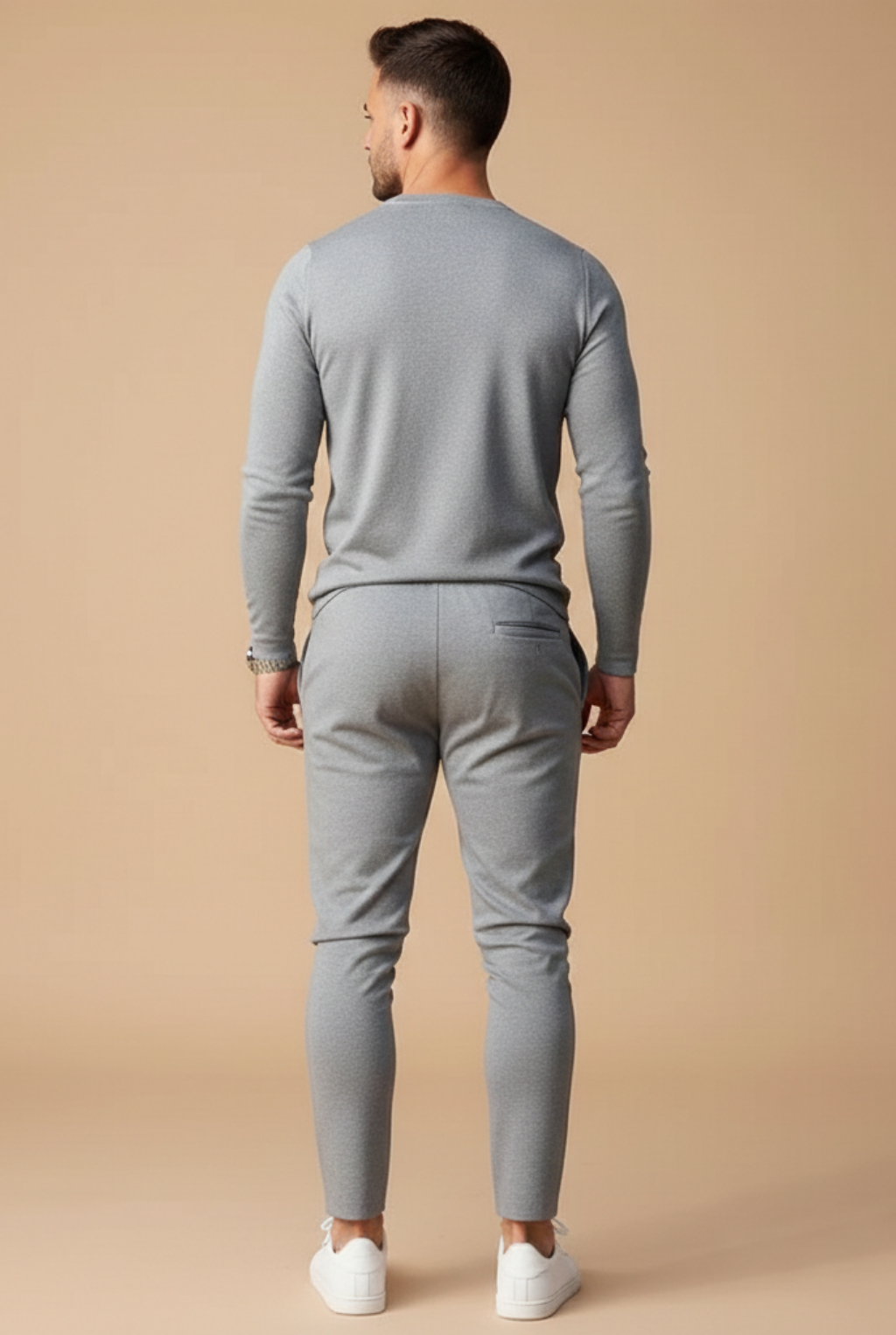Heren Slim Fit Set – Lange Mouwen Top en Slim Leg Broek met Touwsluiting voor Casual Gebruik
