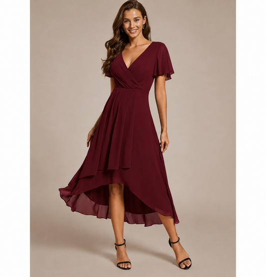 Elora - Wikkeljurk met Korte Mouwen en V-hals (Plus Size)