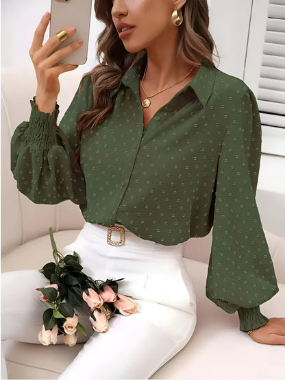 Bonnie - Blouse met Swiss Dot en Lantaarnmouwen