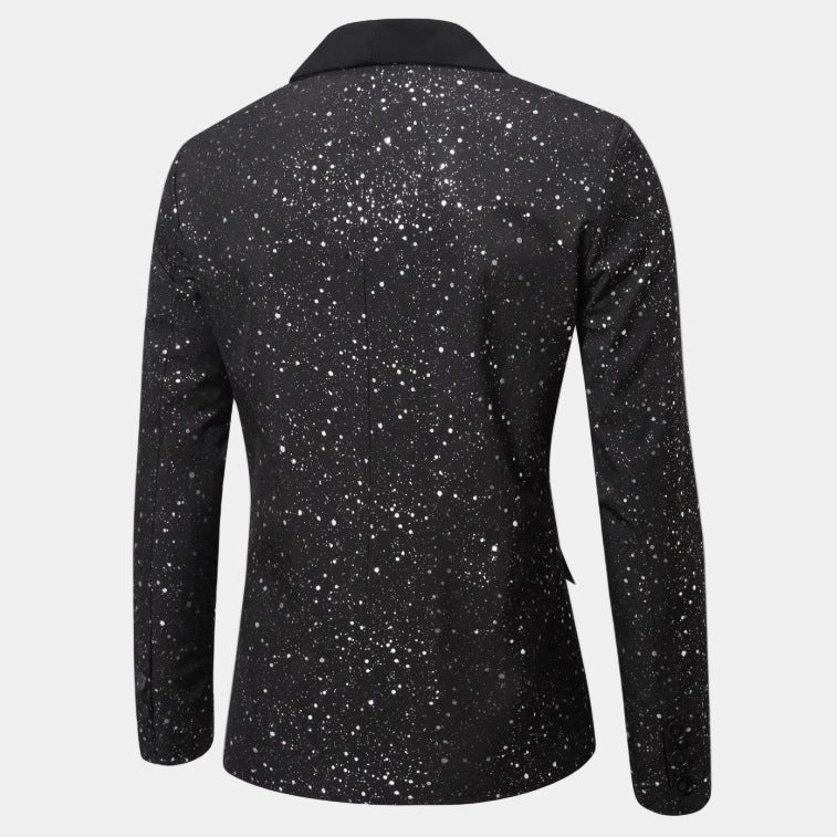 Heren Glitter Colbert met Satijnen Sjaalkraag