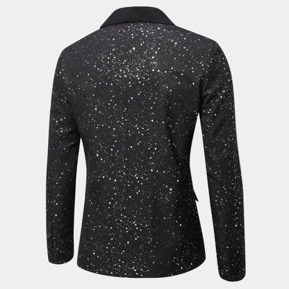 Heren Glitter Colbert met Satijnen Sjaalkraag