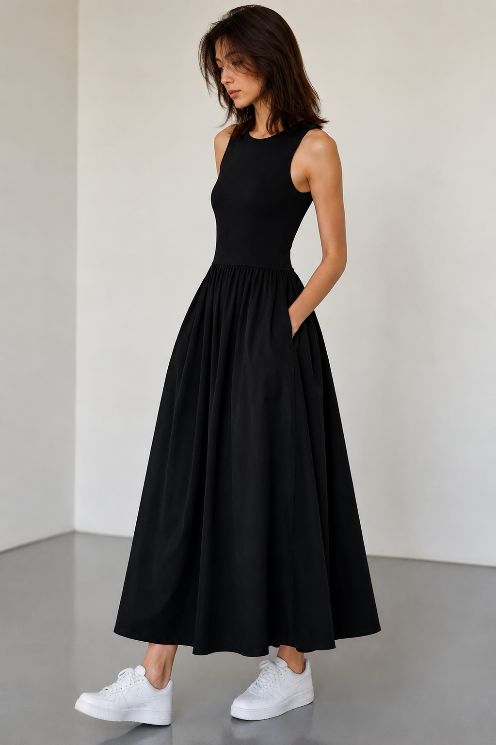 Dames Getailleerde Maxi Jurk – Met Ceintuur, Geschikt voor Lente en Zomer