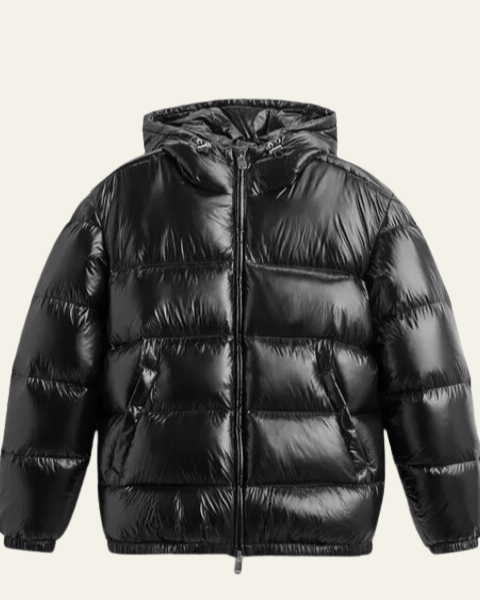 Heren Winterjas met Glanzend Nylon en Ganzenveren Vulling