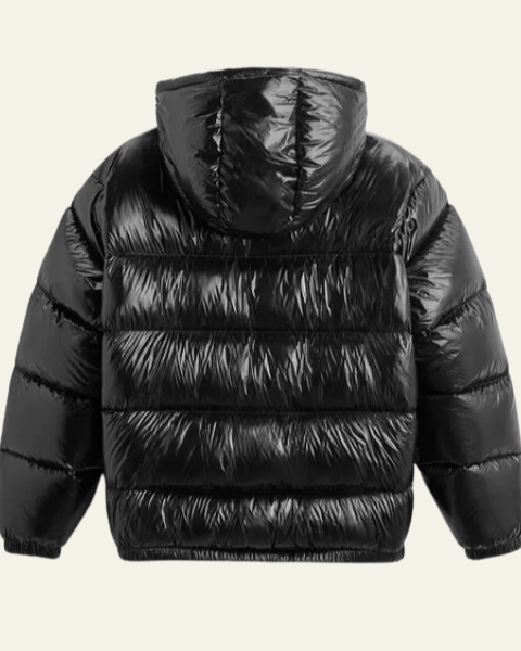 Heren Winterjas met Glanzend Nylon en Ganzenveren Vulling