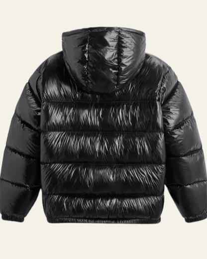 Heren Winterjas met Glanzend Nylon en Ganzenveren Vulling
