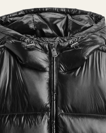 Heren Winterjas met Glanzend Nylon en Ganzenveren Vulling