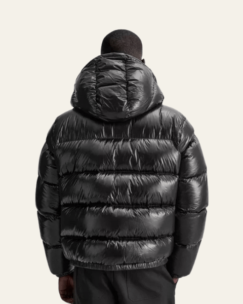Heren Winterjas met Glanzend Nylon en Ganzenveren Vulling