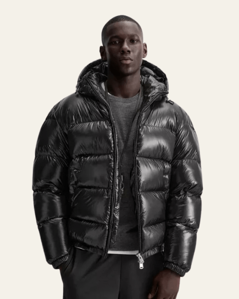 Heren Winterjas met Glanzend Nylon en Ganzenveren Vulling