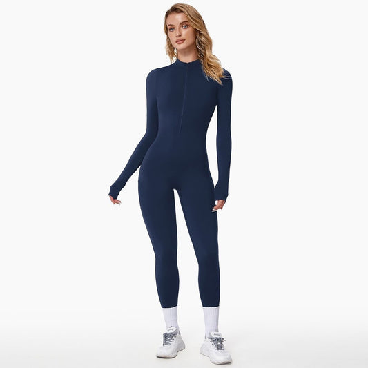 Dames Jumpsuit – Lange Mouwen, Effen, Casual voor Herfst en Winter