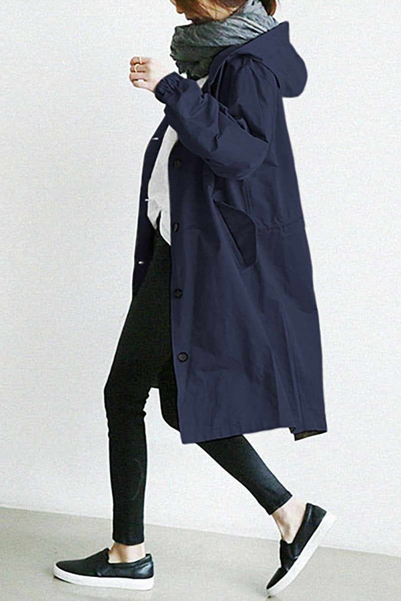 Dames Trenchcoat met Capuchon Waterafstotend – Jas voor Tussenseizoen