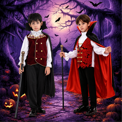Boys vampire costume set, fangs and wound stickers included