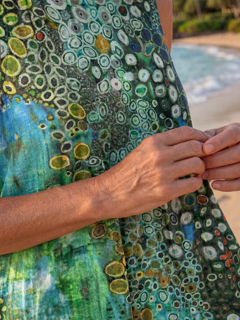 Dames Midi Jurk Mouwloos met Abstracte Cirkelprint