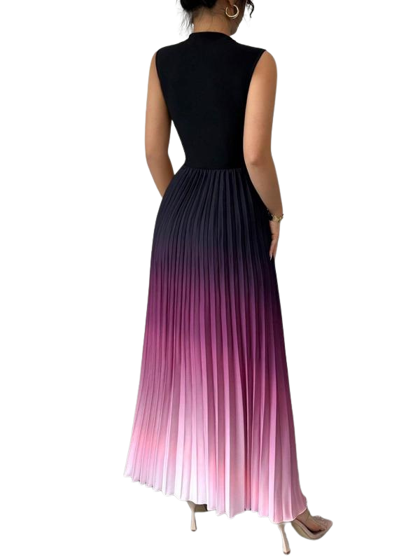 Dames Maxi Jurk Geplooid met Col