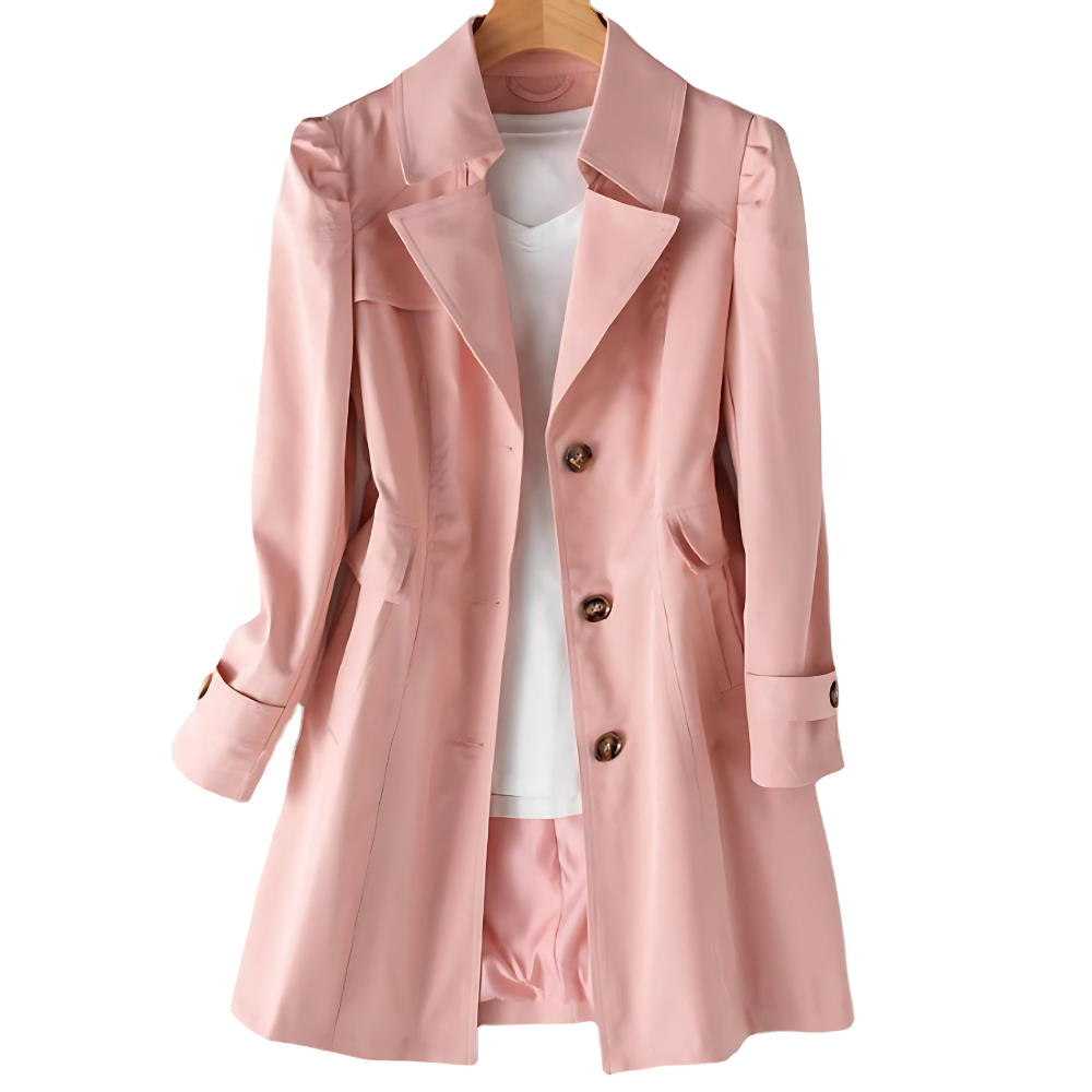 Dames Trenchcoat met Getailleerde Snit en Reverskraag