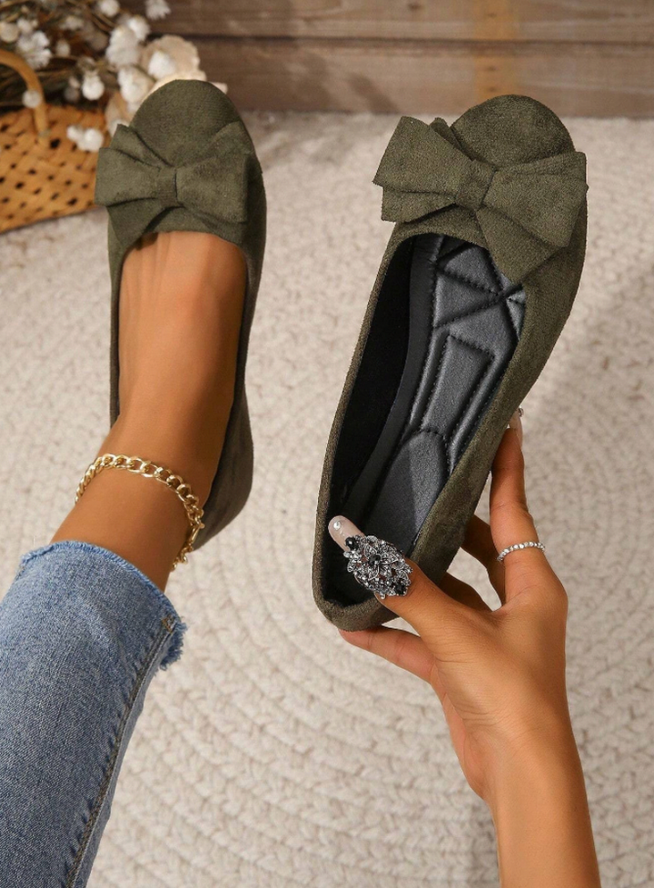 Dames elegante flats met strikdetail en zachte comfortabele zool